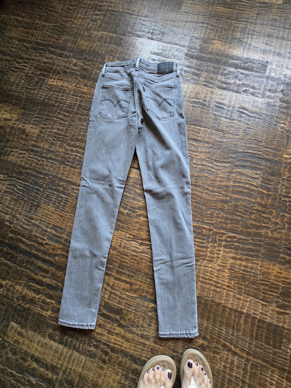 Womens Black Patch LEVIS 721 Skinny Premium Denim W27 30 Inseam